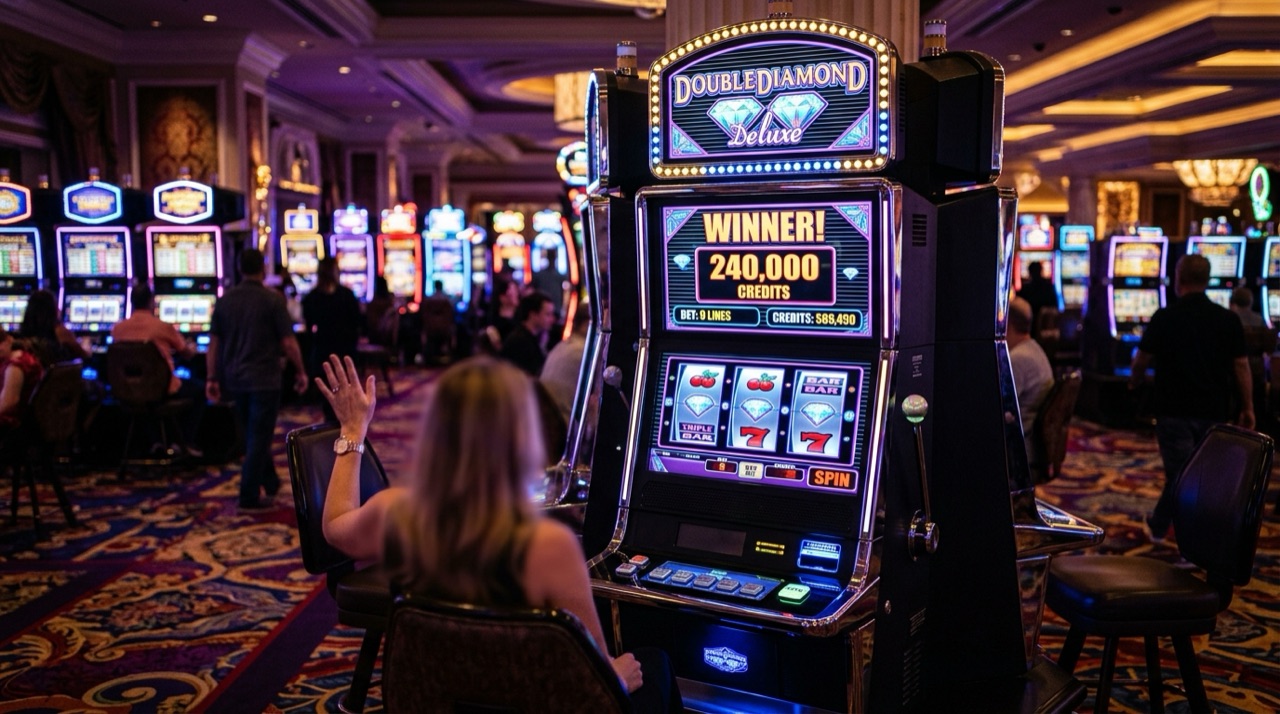 Double Diamond Deluxe slot machine winner display